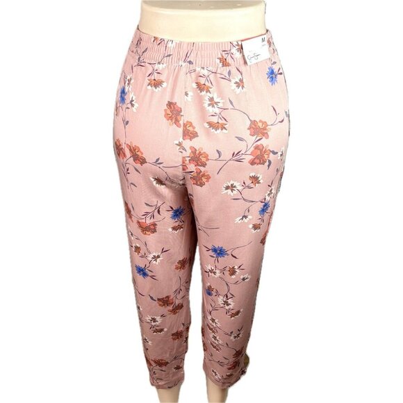 Jessica Simpson M Pink Floral Elastic Waist Side Pockets Viscose Pull-On Pants - Picture 4 of 6